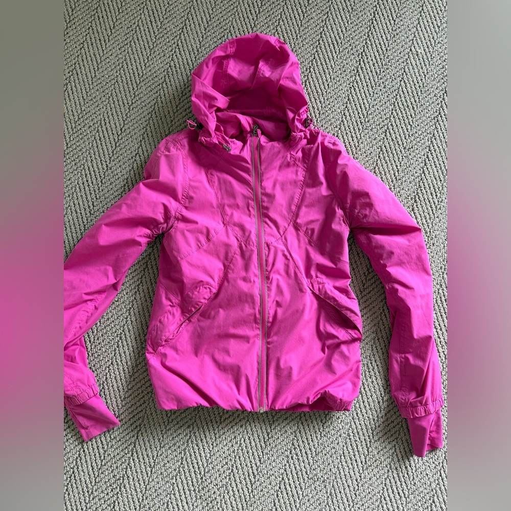 Lululemon Run Hustle Jacket Pink Hood Size 8